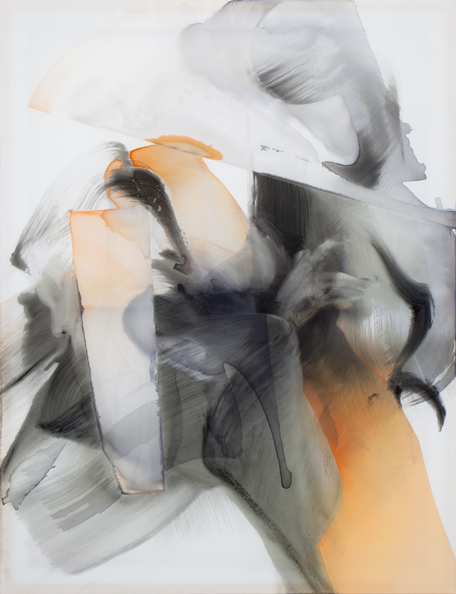 Natascha Schmitten - Poise I, 2020, ink, oil on nylon, 130 x 100 cm