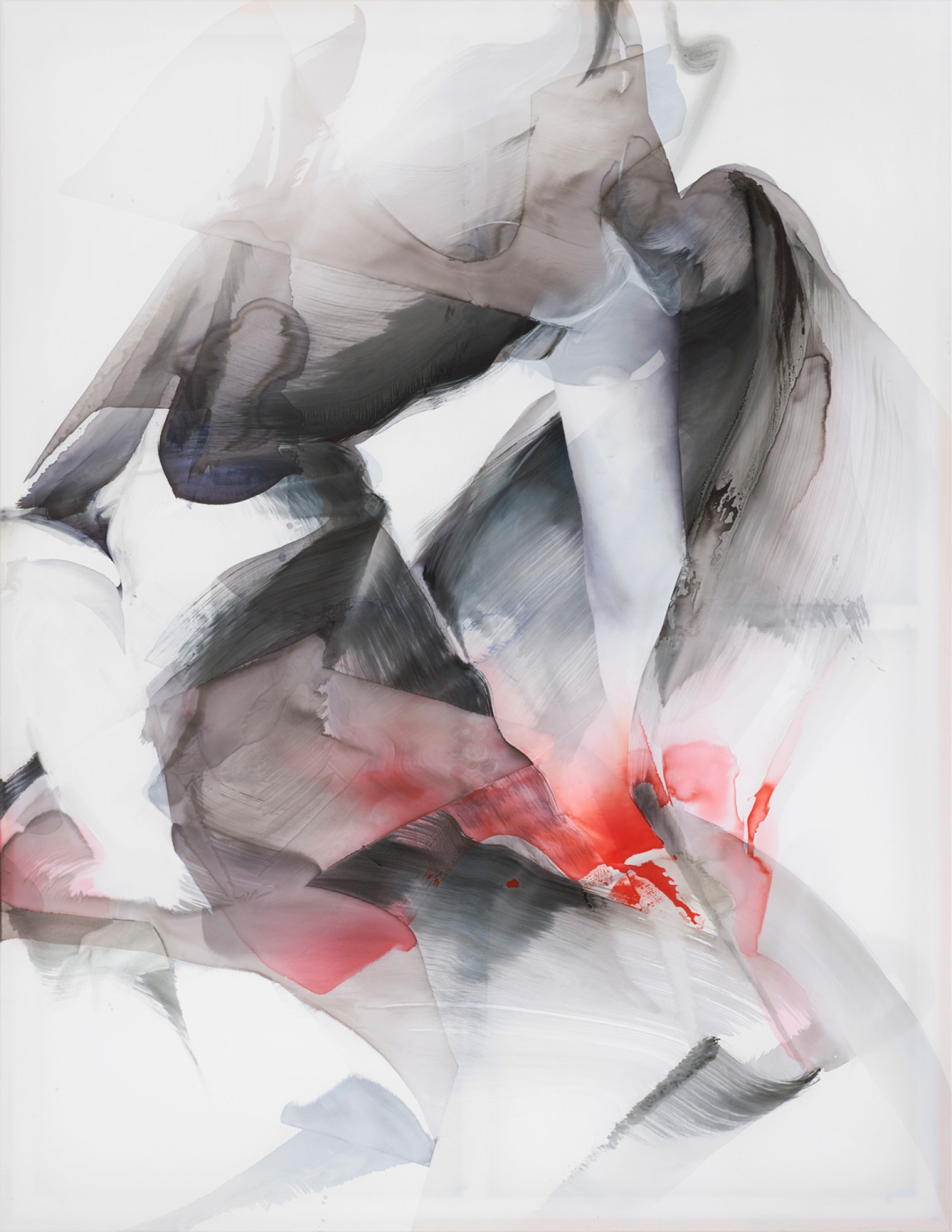 Natascha Schmitten - Pruna, 2019, Tusche, Öl auf Nylon, 220 x 170 cm